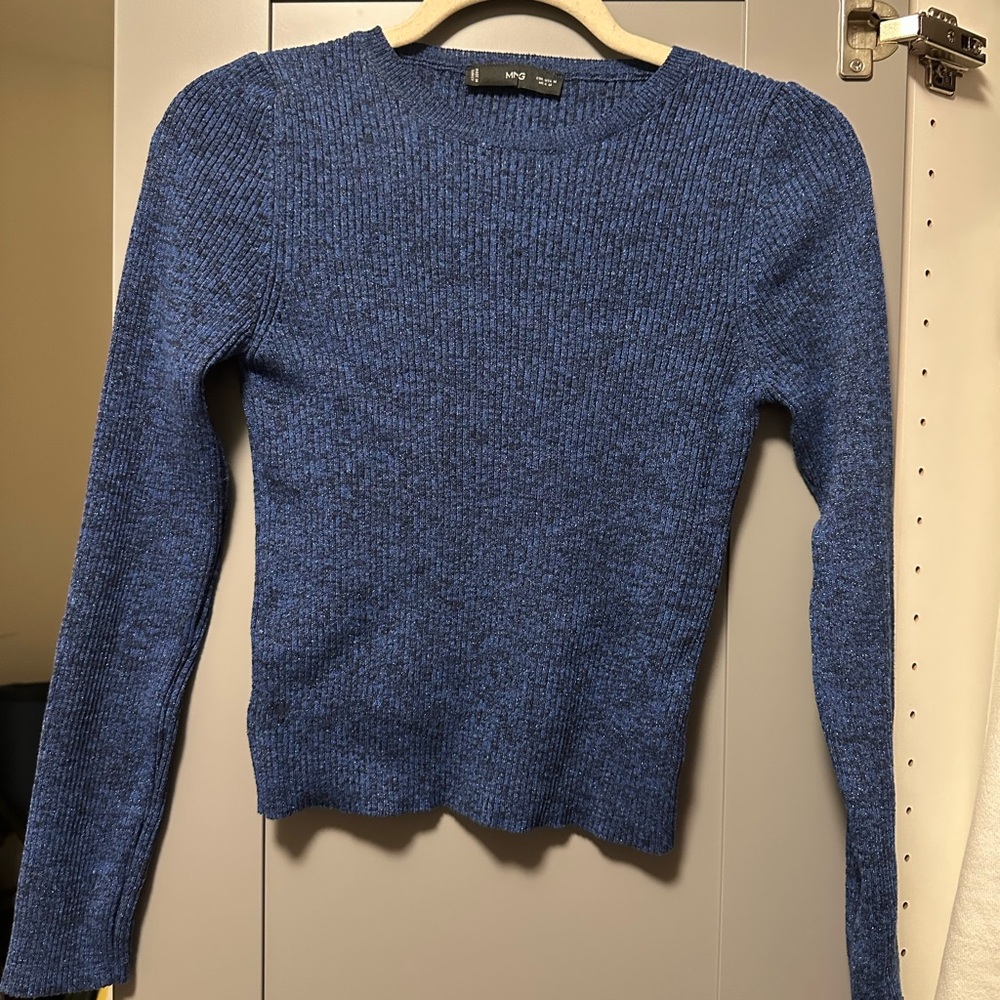 Blue sparkly stretchy long sleeve